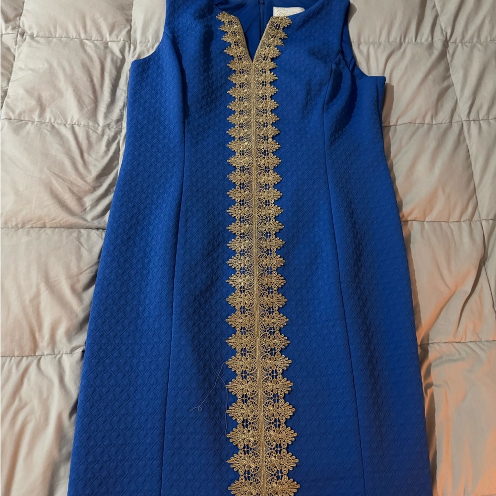Pappagallo Royal Blue Dress with Gold Accents